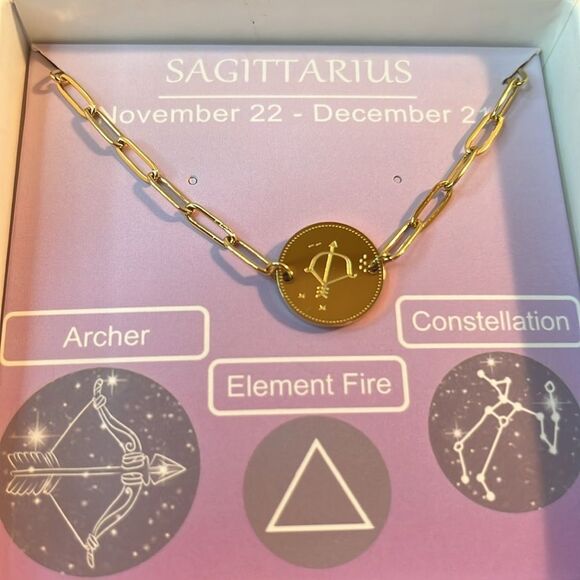 Crystal Zodiac sagittarius Engraved Bracelet in ION Plated YG Stainless Steel 7” - Picture 3 of 6